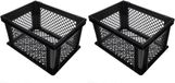 Benson Fietskrat - 4x stuks - zwart - lichtgewicht - 40x30x22 cm - melkkrat