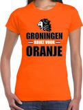 Bellatio Decorations Oranje supporter t-shirt voor dames - Groningen brult voor oranje - Nederland supporter - EK/ WK shirt / outfit M