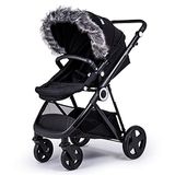 For-Your-Little-One Fur Hood Trim Pram Compatibel op Casual, Donkergrijs