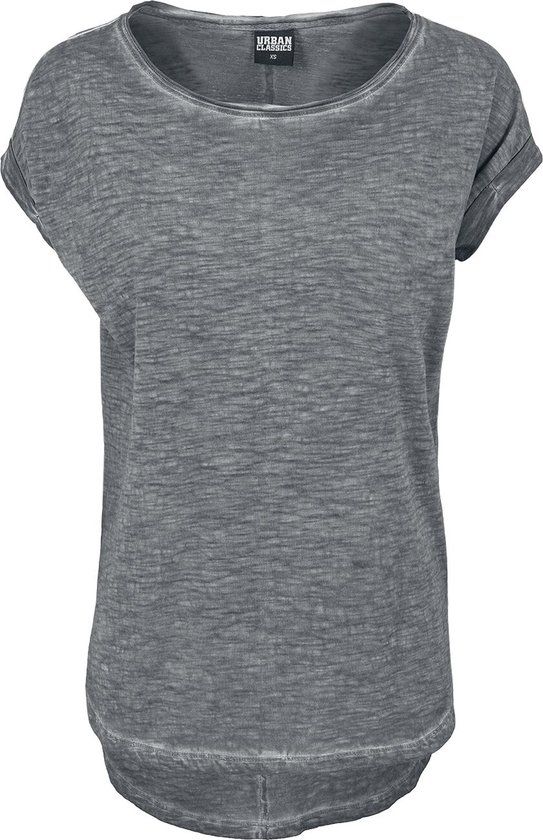 Urban Classics Dames T-shirt Long Back Shaped Spray Dye - Donkergrijs - S