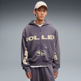 PUMA Hoodie met print en volledige rits Uniseks XL, Inky Depths Gray