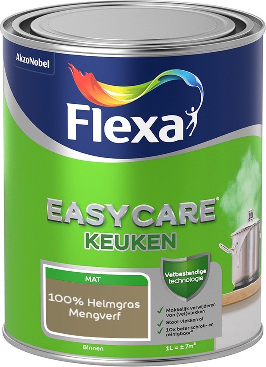 FLEXA Easycare Muurverf - Keuken - Mat - Mengkleur - 100% Helmgras - 1 liter