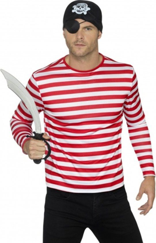 Generik Rood en wit gestreept t-shirt voor volwassenen - Maat M