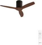 CREATE - Stille 40W Plafondventilator met ABS Bladen - Zwart/Donker Houtlook - Ø112 cm - Afstandsbediening - WIND CALM