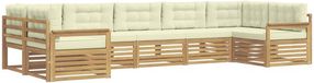 vidaXL Lounge set d'angle 7 pièces Blanc et crème Acacia massif