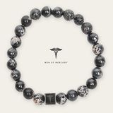 MEN OF MERCURY® Imperial Jasper Kralenarmband voor Heren – 8 mm Natuursteen – Zwart/Roze Multicolor – Elastische Pasvorm 17–20 cm – Luxe Geschenkverpakking