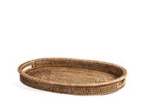 H&h Ovaal dienblad van rotan 52 x 36 x 5 cm