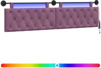 vidaXL Hangend hoofdbord Met LED-verlichting Paars Fluweel