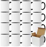 Acen Merchandise Sublimatiemokken zonder druk, van hoogwaardige kwaliteit, keramische inzels of als set, sublimatiebekers met inkt (24 stuks, binnen & handvat, zwart)