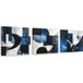 Set de tableaux sur toile abstraction bleue : figures et formes 3 x 30x30