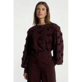 Aaiko gebloemde top met borduursels - donkerrood
