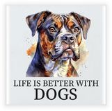 Bellatio Decorations Cadeau tegel hondenliefhebber - Boxer hond - keramiek - water kleuren - 15 x 15 cm