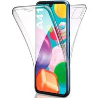 Phonillico® Case voor Samsung Galaxy A41 - Transparant Volledige siliconen TPU Gelbescherming 2 In elkaar grijpende delen voor en achter