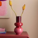 NOUS Living vaas Hira 33,5x17 cm - bordeauxrood/rood/roze