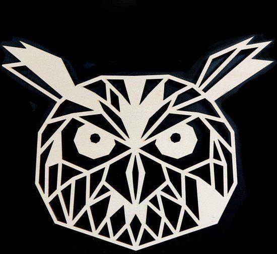 Luxigo Houten Uil Dierenkop - Populier - 41x38cm - Wanddecoratie