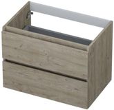 INK - Onderkast 2 Laden Greeploos met Houten Keerlijst - 700x450x520 Mm - Greige Eiken