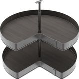 Emuca - Set Harmony 3/4 draaiplateaus, modulebreedte 800mm, in hoogte verstelbaar, Staal en Hout, Antracietgrijs