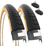 ECOVELO 2 banden 20 x 1,75 (47-406) + 2 kamers met ventiel America voor Graziella fiets City Bike zwart Para