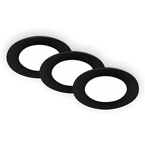 Briloner - Set van 3 plafondinbouwspots LED - Zwart - 86x30 mm
