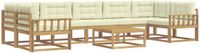 vidaXL - Chaise longue loungeset - 7 zitplekken - Wit en crème - Acacia hout