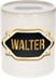 Shoppartners Bv tirelire avec prénom Walter - blanc - avec emblème or/noir - 8 x 9 cm - céramique - avec bouchon - cadeau anniversaire