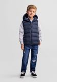 Minoti Gewatteerde Bodywarmer Jongens Donkerblauw Polyester met Capuchon