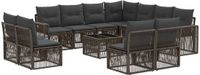 vidaXL Tuinbank - Set - 12-zits - Grijs en Donkergrijs - Polyrattan