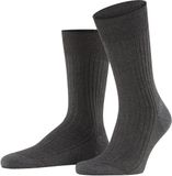 FALKE Bristol Pure effen geribd wol sokken heren grijs - maat 43-44