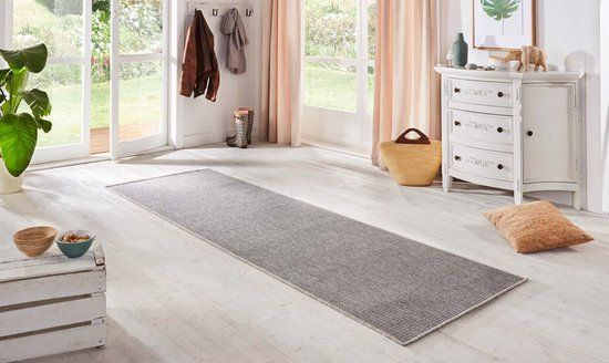 BT Carpet Loper Sisal Look - Zilver/Grijs 80x450 cm