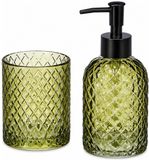 Berilo Zeeppomp / Zeepdispenser met Beker - Groen - Glas - 410 ml