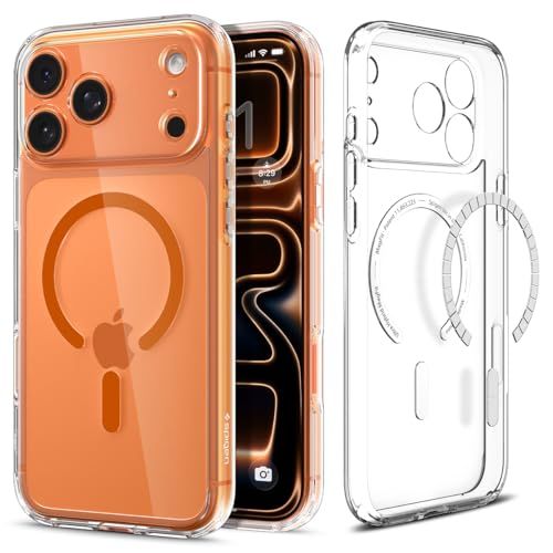 Spigen iPhone 17 Pro Max hoesje Ultra Hybrid MagFit Dura Clear Tech Transparant – Clear Orange
