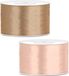 Merkloos Sierlinten/cadeaulinten/satijnen linten - Set 2x stuks - goud en zalmroze - 38 mm x 25 meter