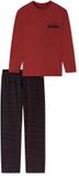 SCHIESSER Pyjama lang Heren Pied-de-poule donkerrood 100% Katoen Maat 54