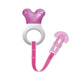 MAM Mini Cooler & Clip, Cooling Component Comforts Teething Babies, Sensitive Gums Massaged by Baby Ring, Long Range Reaches All Baby Teeth, Suitable for 0-3 Years, Pink