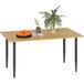 Table de jardin marron 150 x 90 cm en acier résistant aux intempéries avec trou pour parasol