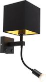 QAZQA zeno - Moderne Dimbare LED Smart Wandlamp met kap incl. wifi met Dimmer voor binnen - 1 lichts - L 20 cm - Zwart - Woonkamer | Slaapkamer