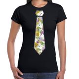 Bellatio Decorations T-shirt Dames Zwart Geld Stropdas L