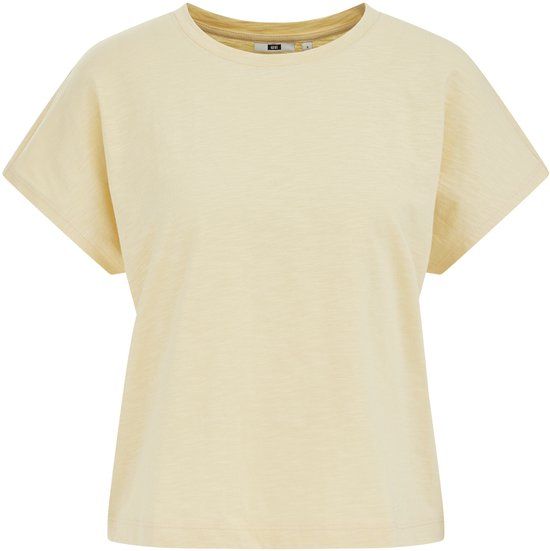 WE Fashion Dames T-shirt Lichtgeel Katoen Maat S