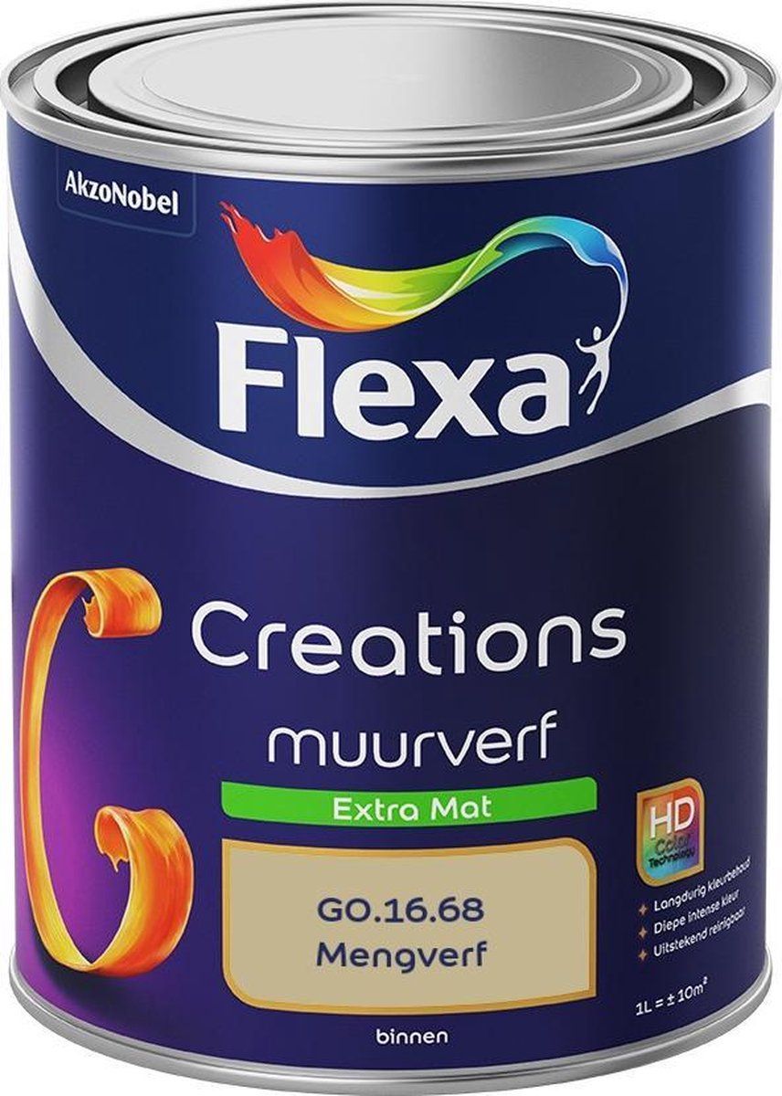 FLEXA Creations Muurverf - Extra Mat - Mengkleuren Collectie - G0.16.68 - 1 liter