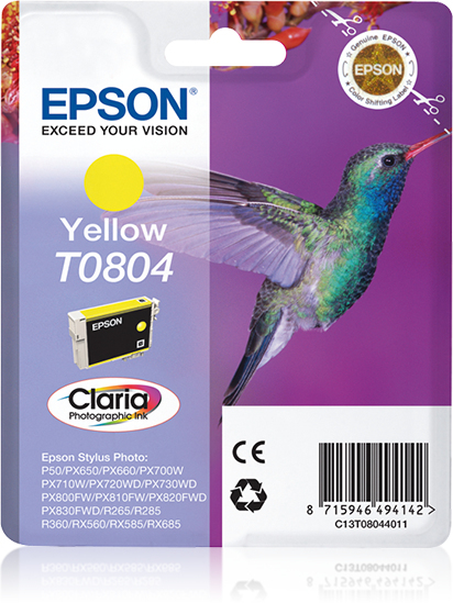 Epson Singlepack Yellow T0804 Claria Photographic Ink