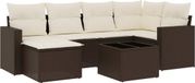 vidaXL 7-delige loungeset met kussens poly rattan bruin