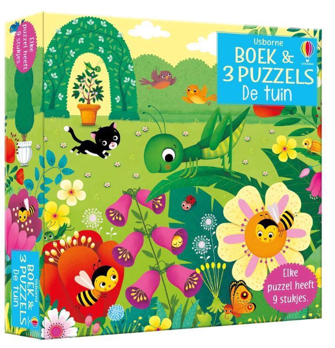 - Boek & 3 Puzzels De tuin