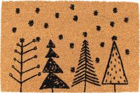 House of Seasons Paillasson de Noël - 60x40cm - Marron avec Sapins de Noël et Étoiles