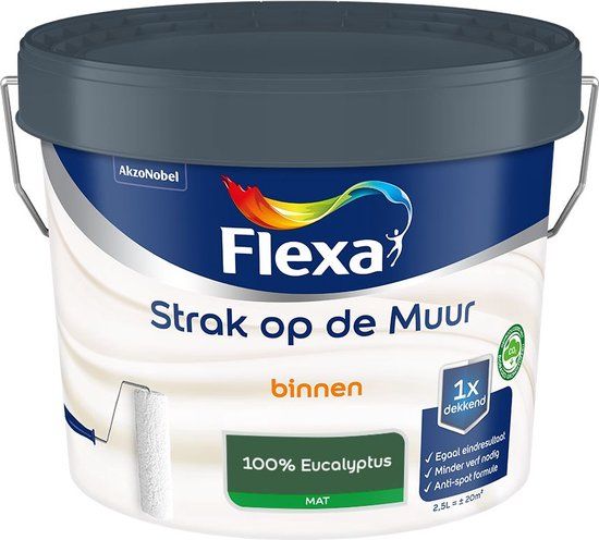 Flexa Strak op de Muur Muurverf Mat - 100% Eucalyptus - 2.5 L