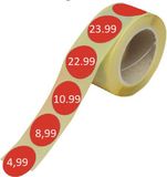 Merkloos Rode prijsstickers op rol - 1000 stuks - 30x30mm - waterbestendig