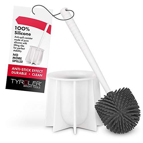 Tyroler Bright Tools Toiletborstelset van 100% Siliconen, Borstel en Houder Met Anti-Aanbaklaag Voor Alle Toiletten en Badkamers (wit)