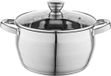 Casserole en acier inoxydable sans marque 6L avec couvercle en verre et gobelet doseur