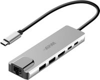 APM USB C-hub, 6-in-1, HDMI 4K, RJ45 Gigabit Ethernet, USB Type-C naar USB 3.0 en USB C PD Charge 100W, compatibel met Windows MacOS Linux ChromeOS PC XPS MacBook Chromebook, 570518