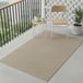 Tapis d'extérieur avec motif graphique à rayures, résistant aux intempéries, adapté pour terrasse et balcon, couleur beige, dimensions : 80 x 150 cm