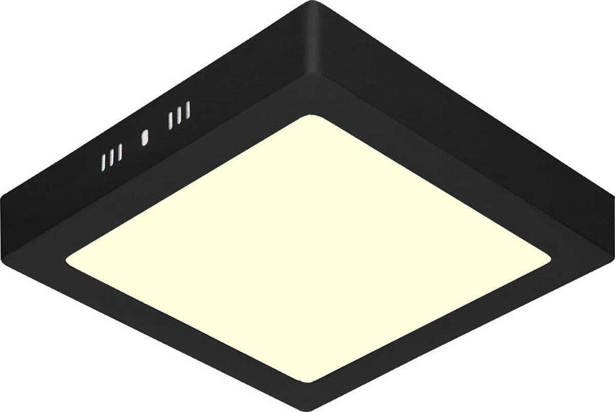 Qualu LED Downlight - 18W - Warm Wit 3000K - Mat Zwart - Opbouw - Vierkant - Aluminium - 225mm